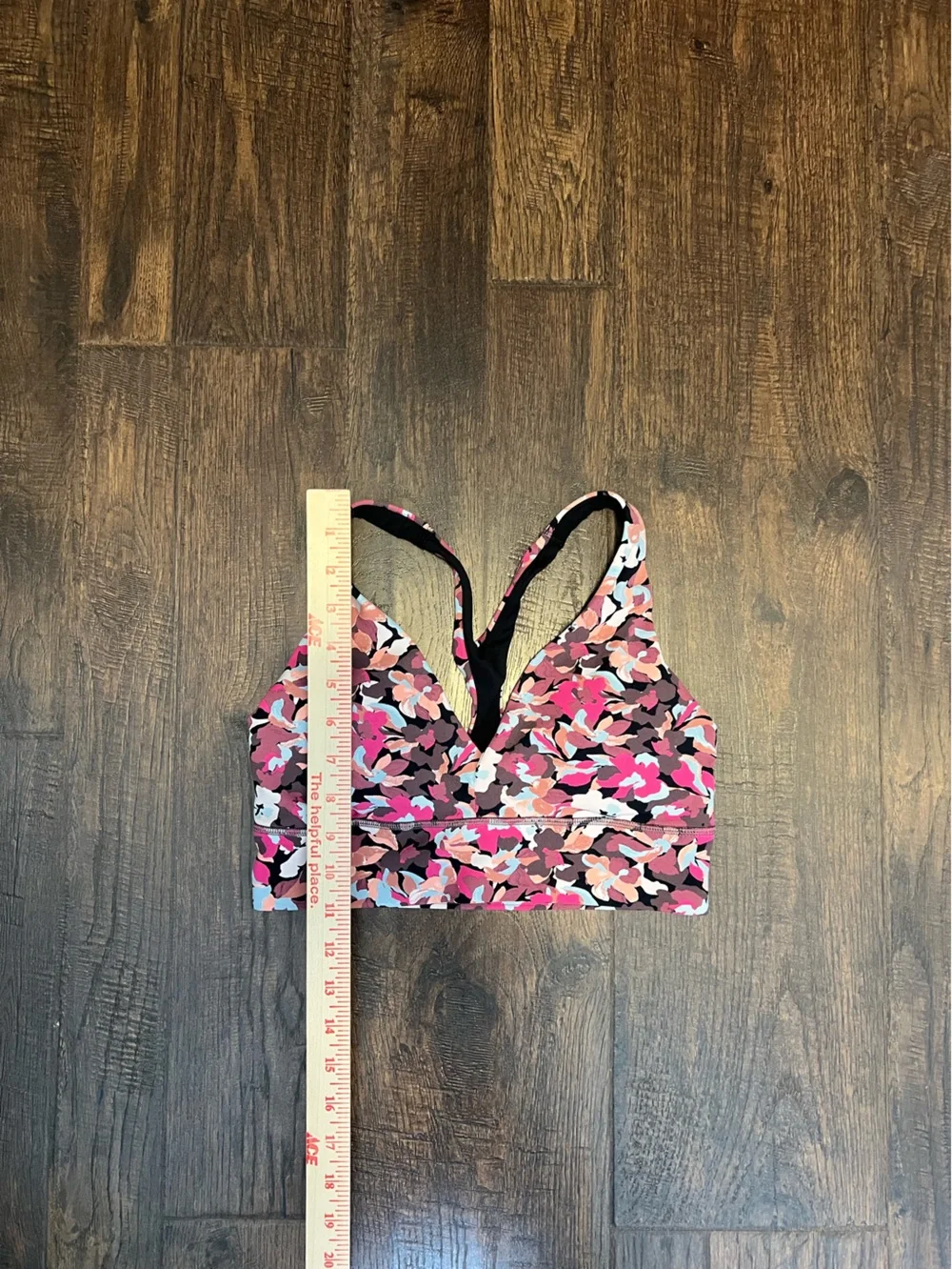 Athleta Printed V-Neck Sports Bra — Pink Floral Multi Size Women’s Small